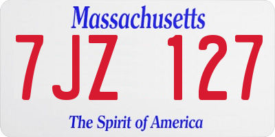 MA license plate 7JZ127