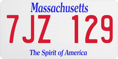 MA license plate 7JZ129