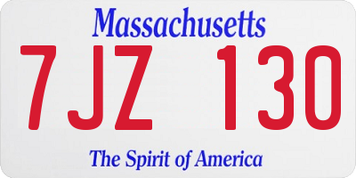 MA license plate 7JZ130