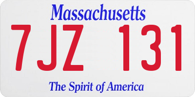MA license plate 7JZ131