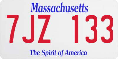 MA license plate 7JZ133