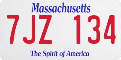 MA license plate 7JZ134