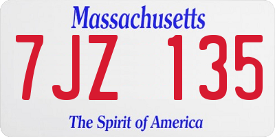 MA license plate 7JZ135