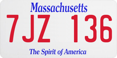 MA license plate 7JZ136