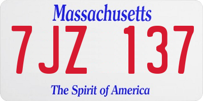 MA license plate 7JZ137