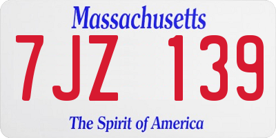 MA license plate 7JZ139