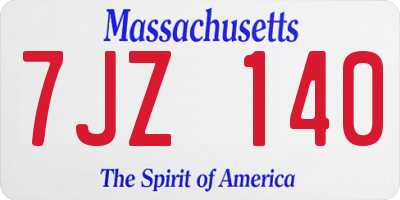 MA license plate 7JZ140
