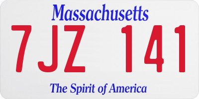 MA license plate 7JZ141