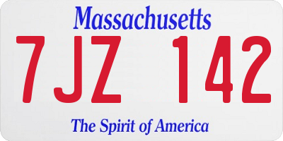 MA license plate 7JZ142