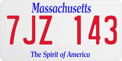 MA license plate 7JZ143