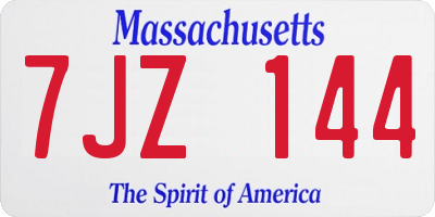 MA license plate 7JZ144