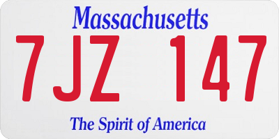MA license plate 7JZ147