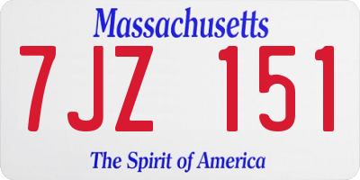 MA license plate 7JZ151