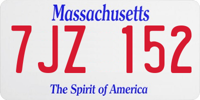 MA license plate 7JZ152