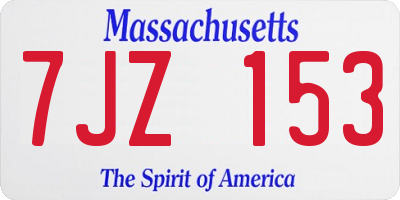 MA license plate 7JZ153