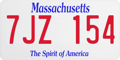 MA license plate 7JZ154
