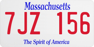MA license plate 7JZ156
