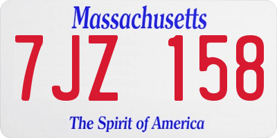 MA license plate 7JZ158