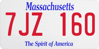MA license plate 7JZ160