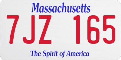 MA license plate 7JZ165