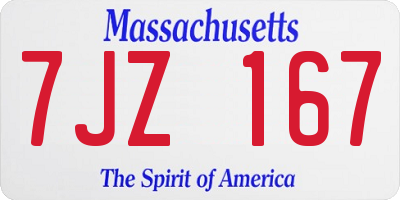 MA license plate 7JZ167