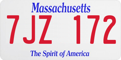 MA license plate 7JZ172