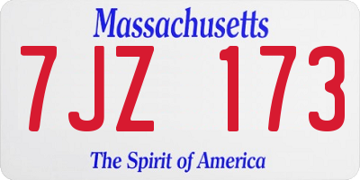 MA license plate 7JZ173