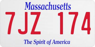 MA license plate 7JZ174