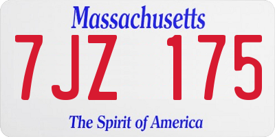 MA license plate 7JZ175