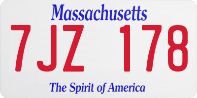 MA license plate 7JZ178