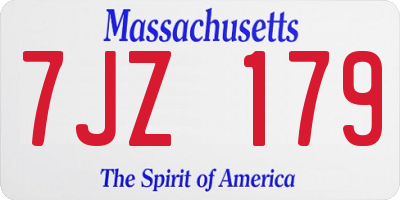 MA license plate 7JZ179