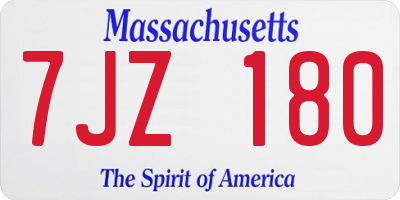 MA license plate 7JZ180