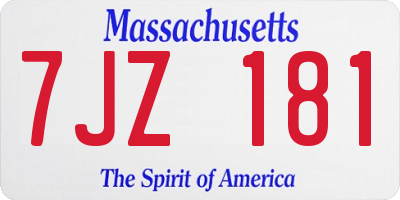 MA license plate 7JZ181