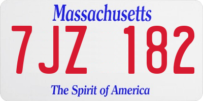 MA license plate 7JZ182