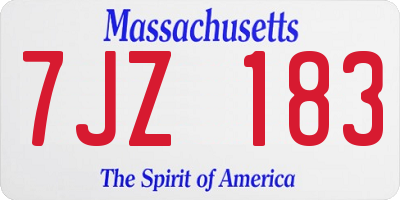 MA license plate 7JZ183