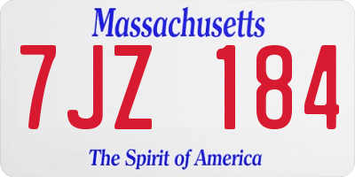 MA license plate 7JZ184
