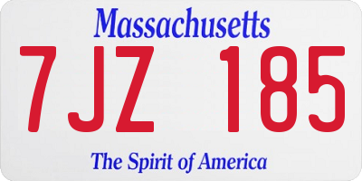 MA license plate 7JZ185