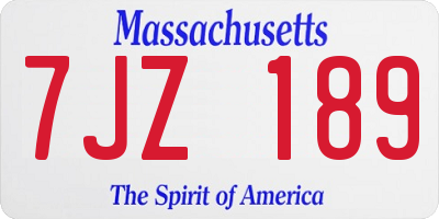 MA license plate 7JZ189