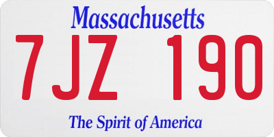 MA license plate 7JZ190