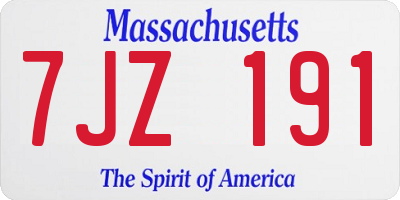 MA license plate 7JZ191