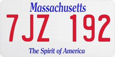 MA license plate 7JZ192