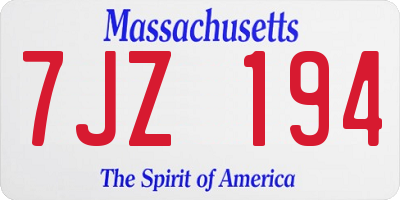 MA license plate 7JZ194