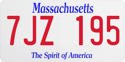 MA license plate 7JZ195