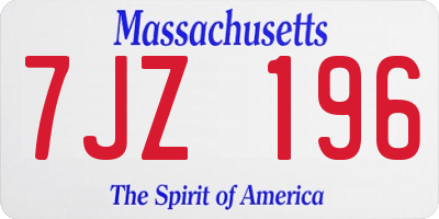 MA license plate 7JZ196