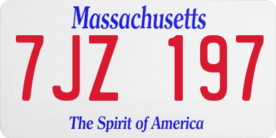 MA license plate 7JZ197