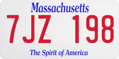MA license plate 7JZ198