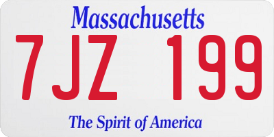 MA license plate 7JZ199