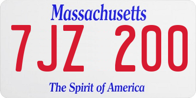 MA license plate 7JZ200