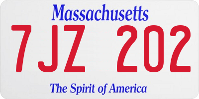 MA license plate 7JZ202