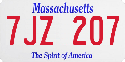 MA license plate 7JZ207